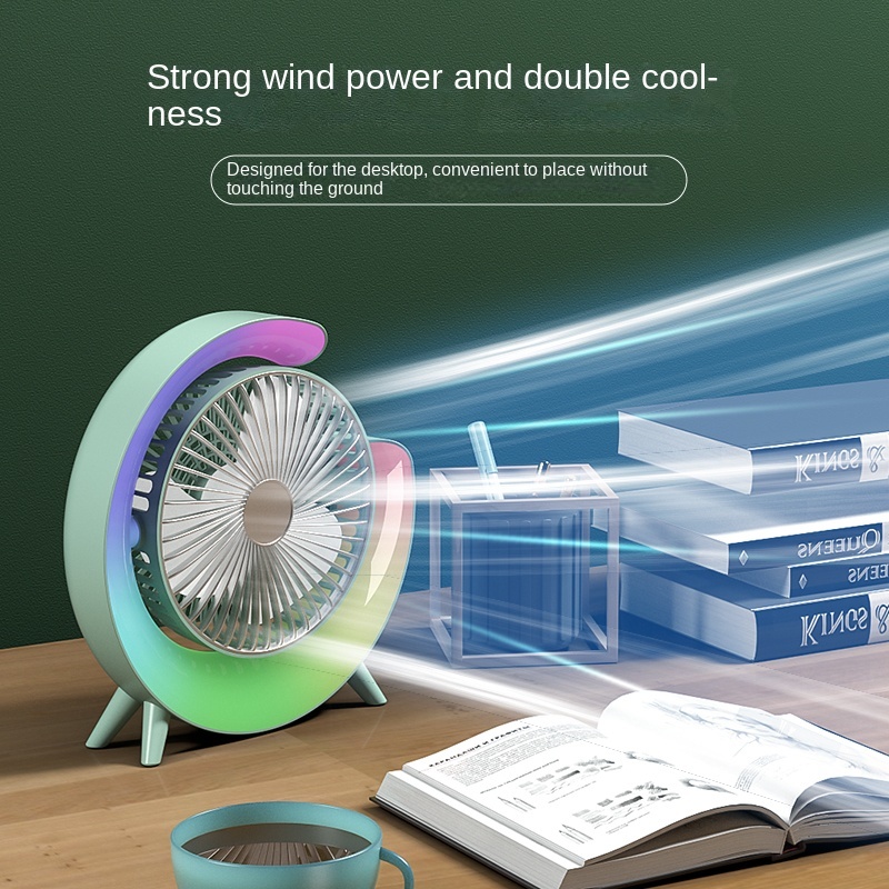 7 Renkli Led Masaüstü Vantilatör Ev Yurt Ofis Hava Sirkülasyonu Elektrikli Taşınabilir Fan